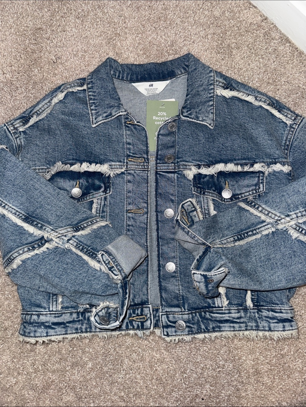 H&M Medium Blue Distressed Denim Jacket - Kids